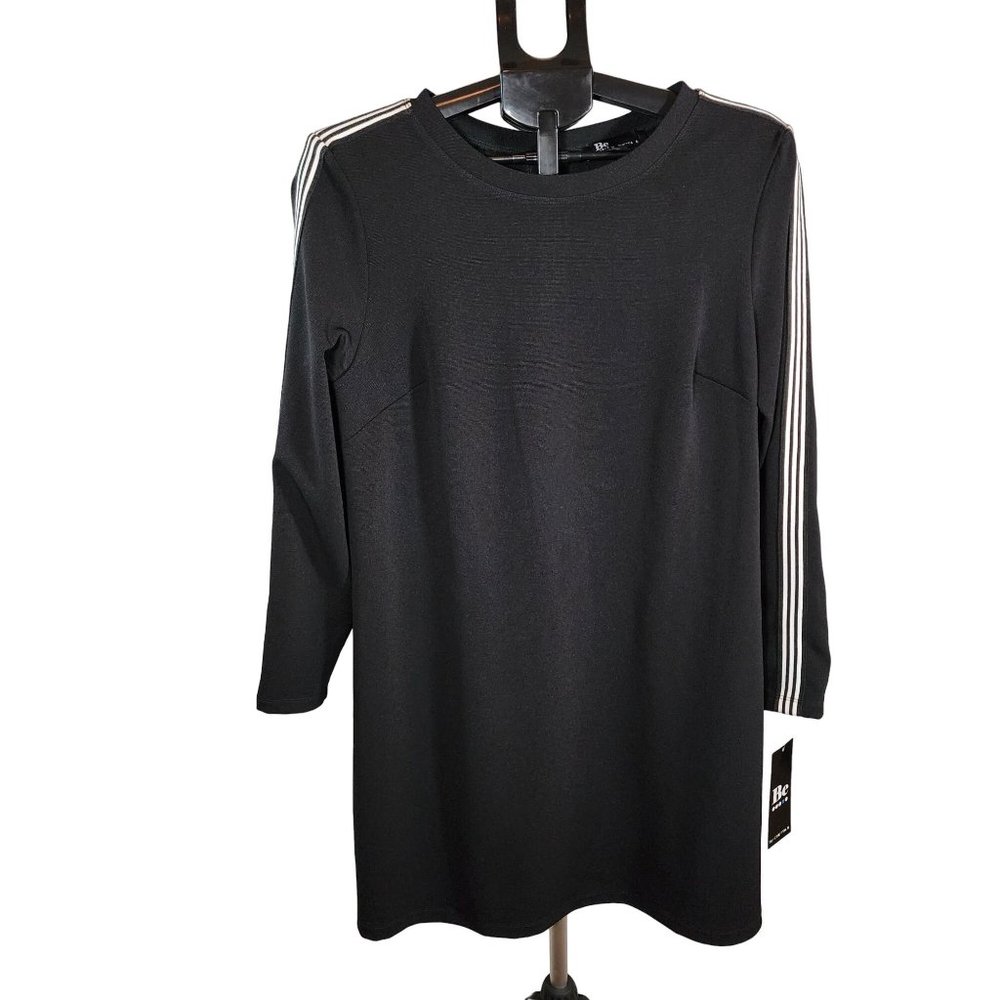 Be by Chetta Sporty‎ Black Long Sleeve Scoop Neck Dress NWT